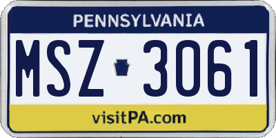 PA license plate MSZ3061