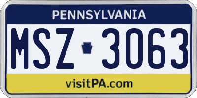 PA license plate MSZ3063