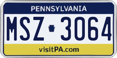 PA license plate MSZ3064