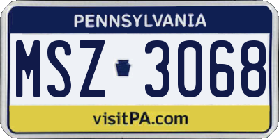PA license plate MSZ3068