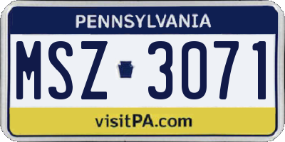 PA license plate MSZ3071