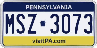 PA license plate MSZ3073