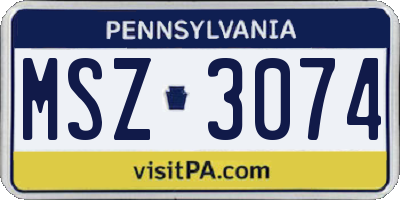 PA license plate MSZ3074