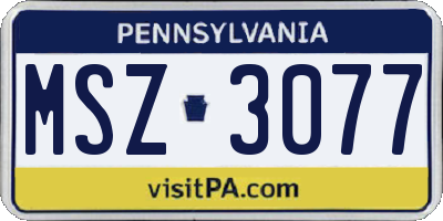 PA license plate MSZ3077