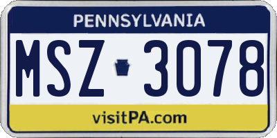 PA license plate MSZ3078