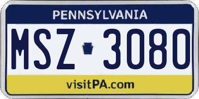 PA license plate MSZ3080