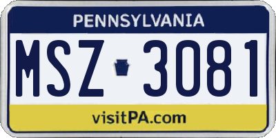 PA license plate MSZ3081