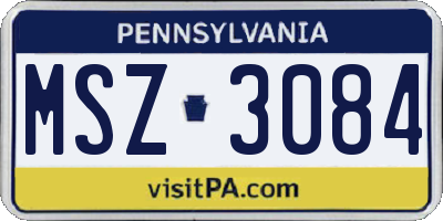 PA license plate MSZ3084
