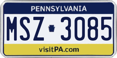 PA license plate MSZ3085