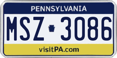 PA license plate MSZ3086