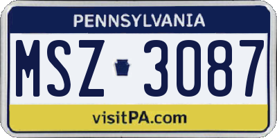 PA license plate MSZ3087