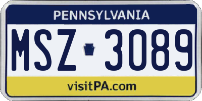 PA license plate MSZ3089