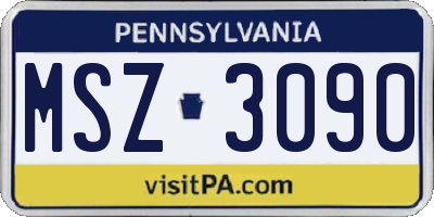 PA license plate MSZ3090