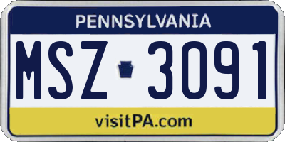 PA license plate MSZ3091