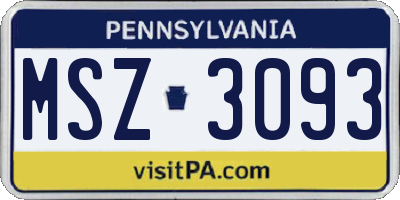 PA license plate MSZ3093