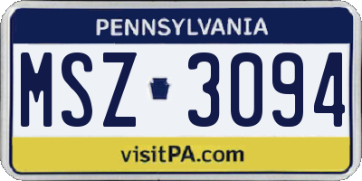 PA license plate MSZ3094