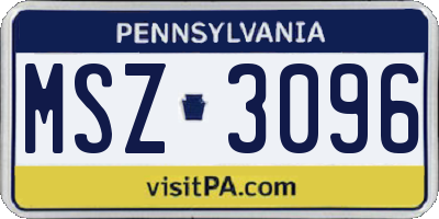 PA license plate MSZ3096