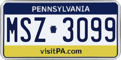 PA license plate MSZ3099