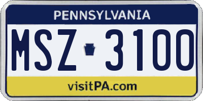 PA license plate MSZ3100