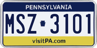 PA license plate MSZ3101