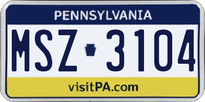PA license plate MSZ3104