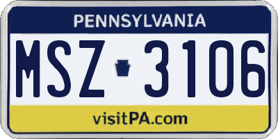 PA license plate MSZ3106