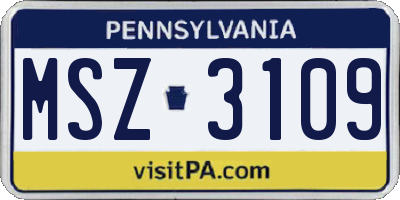 PA license plate MSZ3109