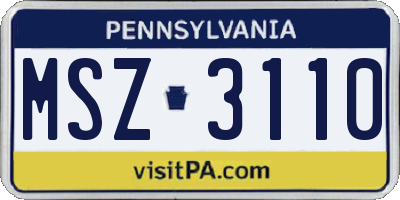 PA license plate MSZ3110