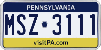 PA license plate MSZ3111