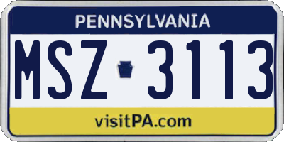 PA license plate MSZ3113