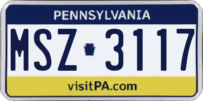 PA license plate MSZ3117