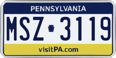 PA license plate MSZ3119
