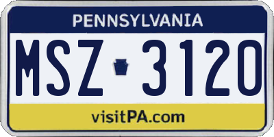 PA license plate MSZ3120