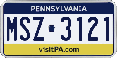 PA license plate MSZ3121