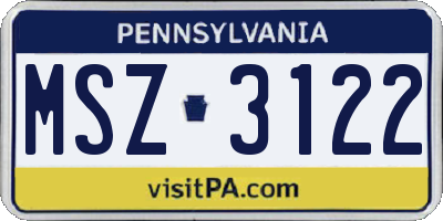 PA license plate MSZ3122