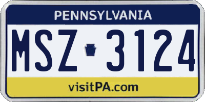 PA license plate MSZ3124