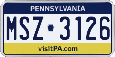 PA license plate MSZ3126
