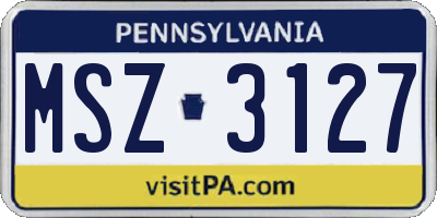PA license plate MSZ3127