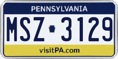 PA license plate MSZ3129