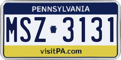 PA license plate MSZ3131