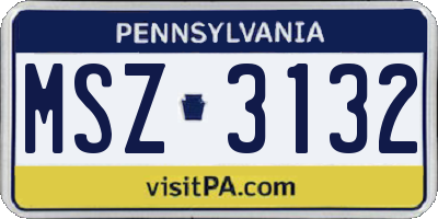 PA license plate MSZ3132