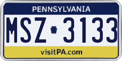 PA license plate MSZ3133