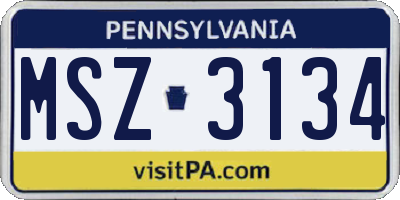 PA license plate MSZ3134