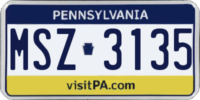PA license plate MSZ3135