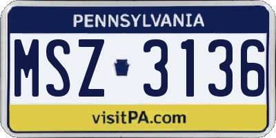 PA license plate MSZ3136