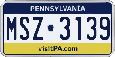 PA license plate MSZ3139