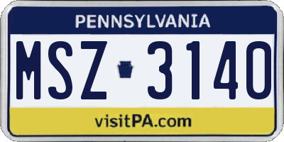 PA license plate MSZ3140