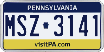 PA license plate MSZ3141