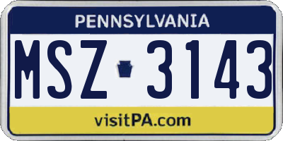 PA license plate MSZ3143