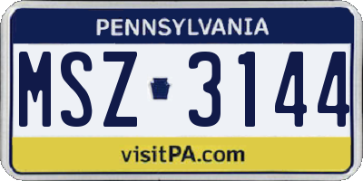 PA license plate MSZ3144